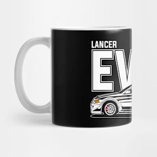 Lancer Evolution VI White Print Mug